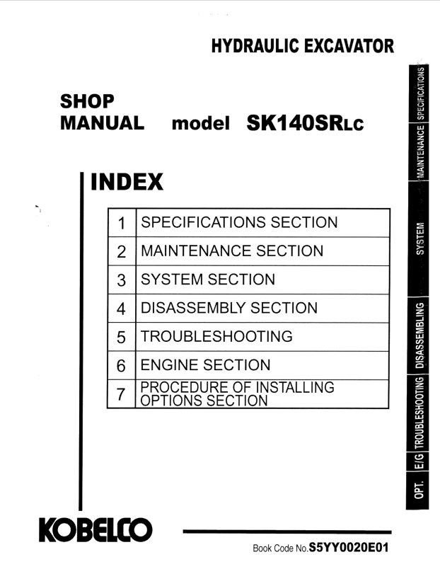 KOBELCO SK140SRLC HYDRAULIC EXCAVATOR SHOP MANUAL PDF