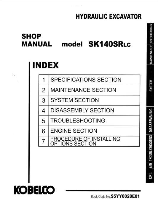 KOBELCO SK140SRLC HYDRAULIC EXCAVATOR SHOP MANUAL PDF