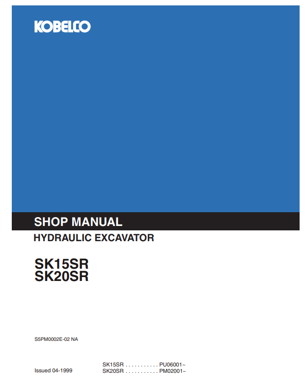 KOBELCO SK15SR, SK20SR HYDRAULIC EXCAVATOR SHOP MANUAL PDF