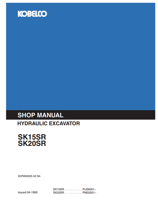 KOBELCO SK15SR, SK20SR HYDRAULIC EXCAVATOR SHOP MANUAL PDF