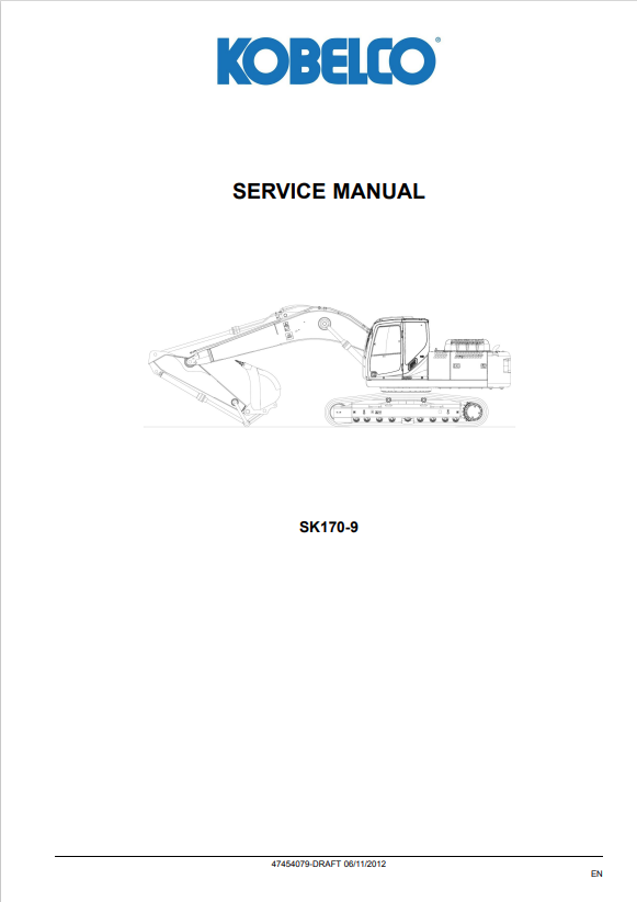 KOBELCO SK170-9 HYDRAULIC EXCAVATOR SERVICE MANUAL PDF