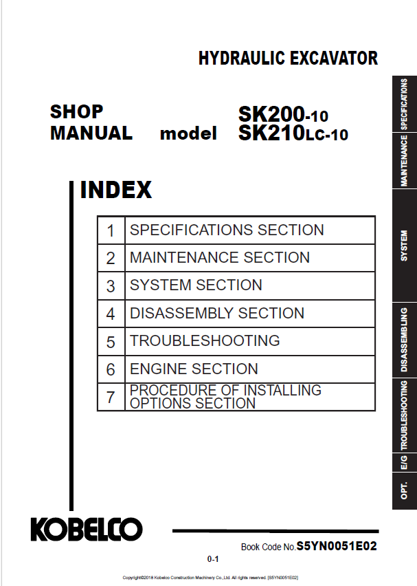 KOBELCO SK200-10, SK210LS-10 HYDRAULIC EXCAVATOR SHOP MANUAL PDF