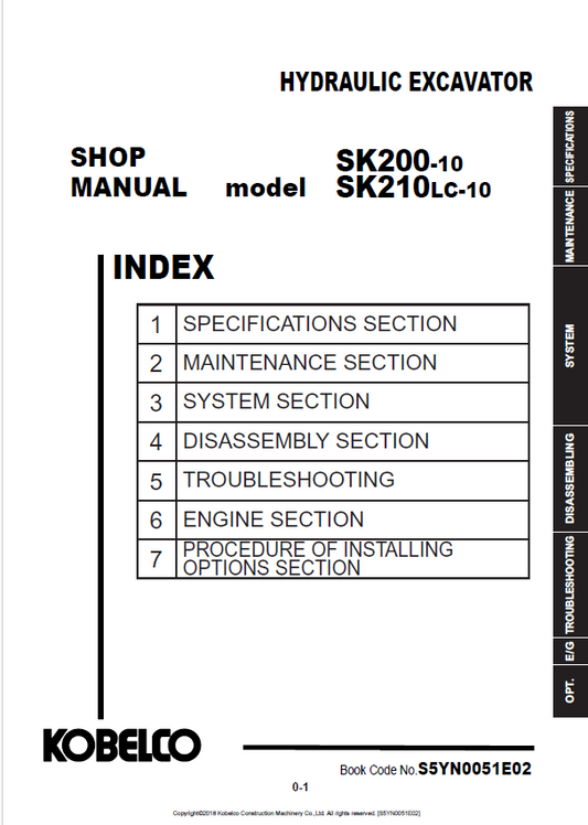 KOBELCO SK200-10, SK210LS-10 HYDRAULIC EXCAVATOR SHOP MANUAL PDF
