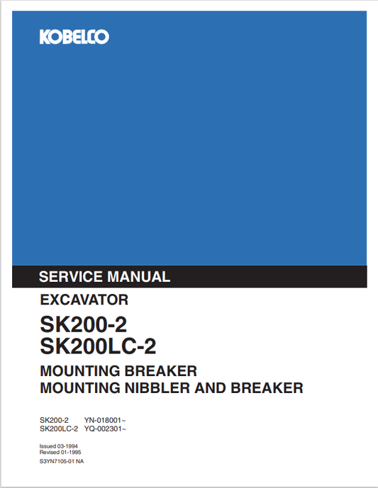 KOBELCO SK200-2, SK200KC-2 EXCAVATOR SERVICE MANUAL PDF