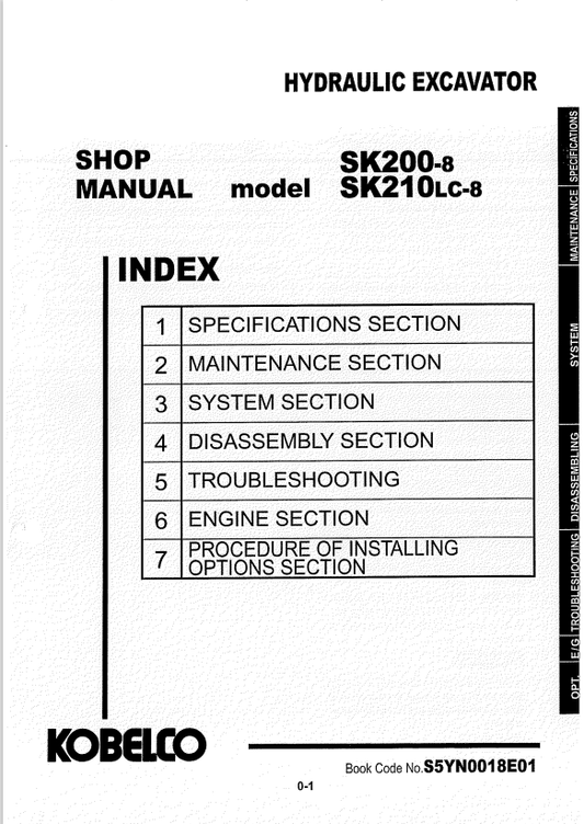 KOBELCO SK200-8, SK210LC-8 HYDRAULIC EXCAVATOR SERVICE MANUAL PDF