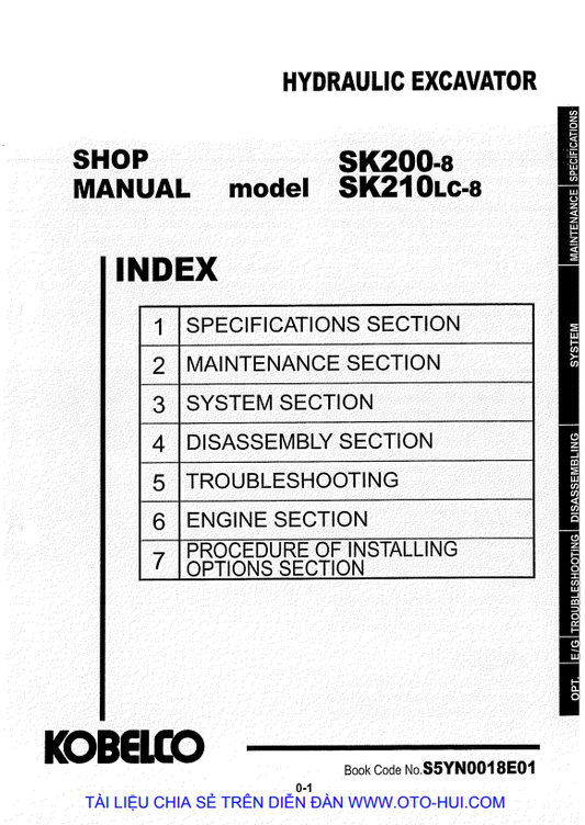 KOBELCO SK200-8, SK210LC-8 HYDRAULIC EXCAVATOR SHOP MANUAL PDF