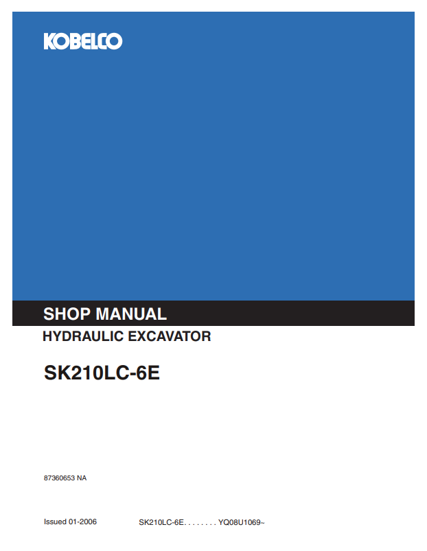 KOBELCO SK210LC-6E HYDRAULIC EXCAVATOR SHOP MANUAL PDF