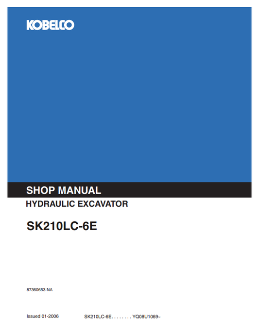 KOBELCO SK210LC-6E HYDRAULIC EXCAVATOR SHOP MANUAL PDF