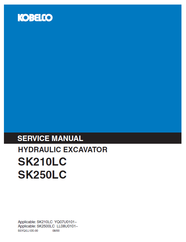 KOBELCO SK210LC, SK250LC HYDRAULIC EXCAVATOR SERVICE MANUAL PDF