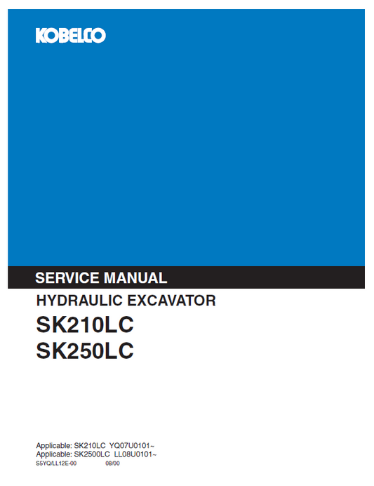 KOBELCO SK210LC, SK250LC HYDRAULIC EXCAVATOR SERVICE MANUAL PDF