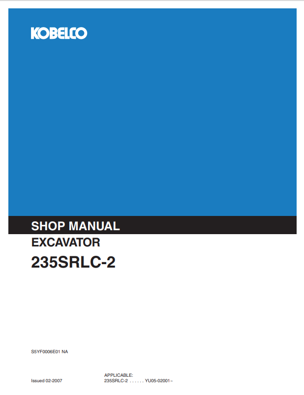 KOBELCO SK235SRLC-2 HYDRAULIC EXCAVATOR SERVICE MANUAL PDF
