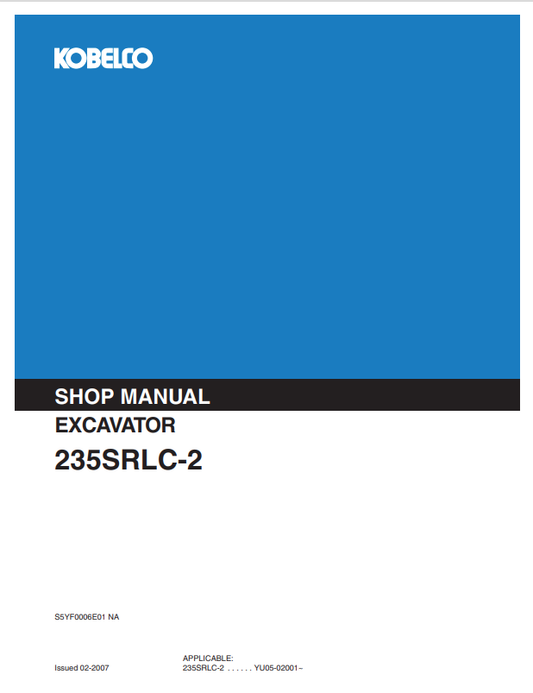 KOBELCO SK235SRLC-2 HYDRAULIC EXCAVATOR SERVICE MANUAL PDF