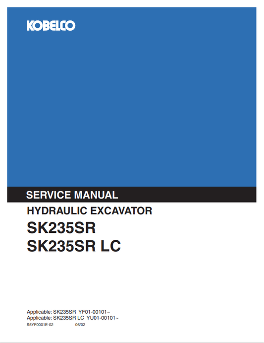 KOBELCO SK235SR, SK235SR LC HYDRAULIC EXCAVATOR SERVICE MANUAL PDF