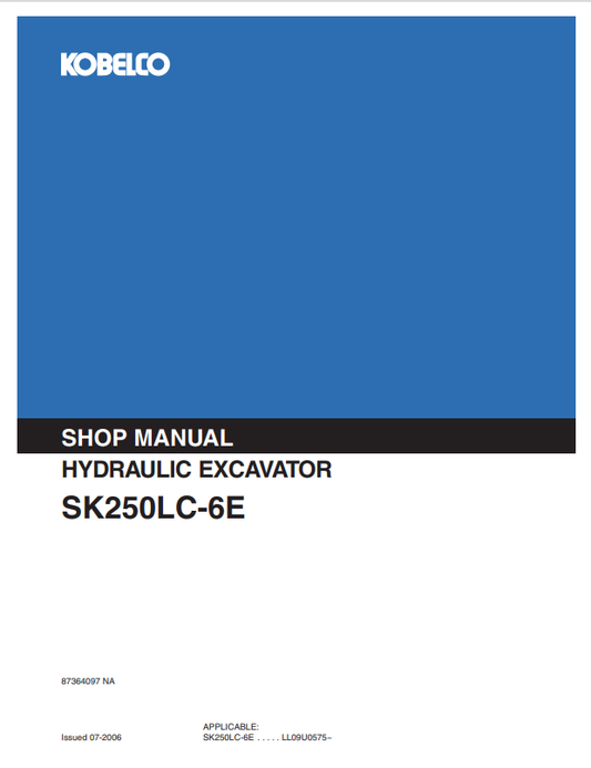 KOBELCO SK250LC-6E HYDRAULIC EXCAVATOR SERVICE MANUAL PDF