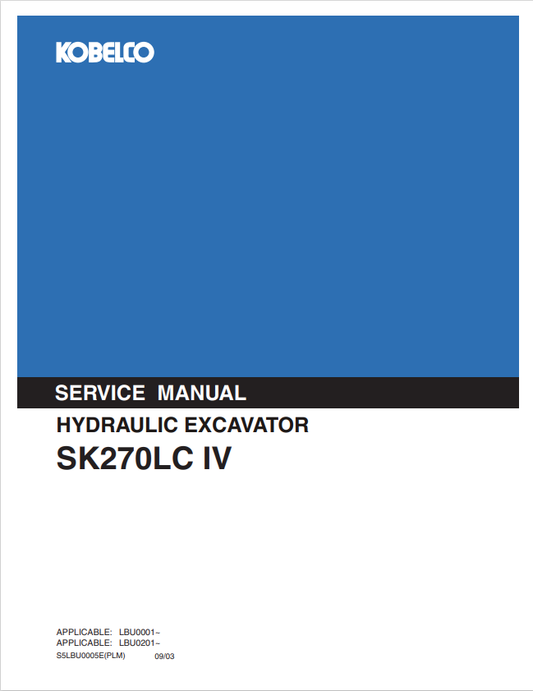 KOBELCO SK270LC IV HYDRAULIC EXCAVATOR SERVICE MANUAL PDF