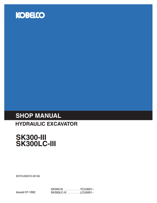KOBELCO SK300-III, SK300LC-III HYDRAULIC EXCAVATOR SERVICE MANUAL PDF