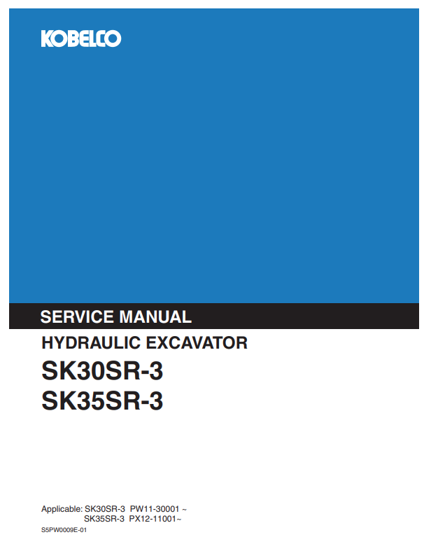 KOBELCO SK30SR-3, SK35SR-3 HYDRAULIC EXCAVATOR SERVICE MANUAL PDF