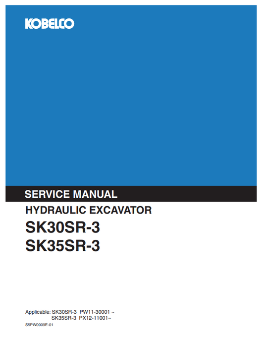 KOBELCO SK30SR-3, SK35SR-3 HYDRAULIC EXCAVATOR SERVICE MANUAL PDF