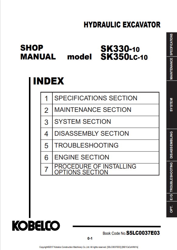KOBELCO SK330-10, SK350LC-10 HYDRAULIC EXCAVATOR SERVICE MANUAL PDF