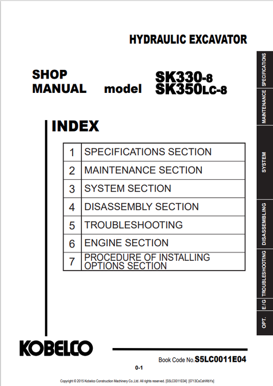 KOBELCO SK330-8, SK350LC-8 HYDRAULIC EXCAVATOR SERVICE MANUAL PDF