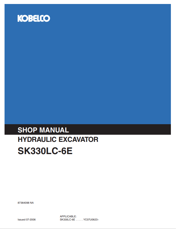 KOBELCO SK330LC-6E HYDRAULIC EXCAVATOR SHOP MANUAL PDF