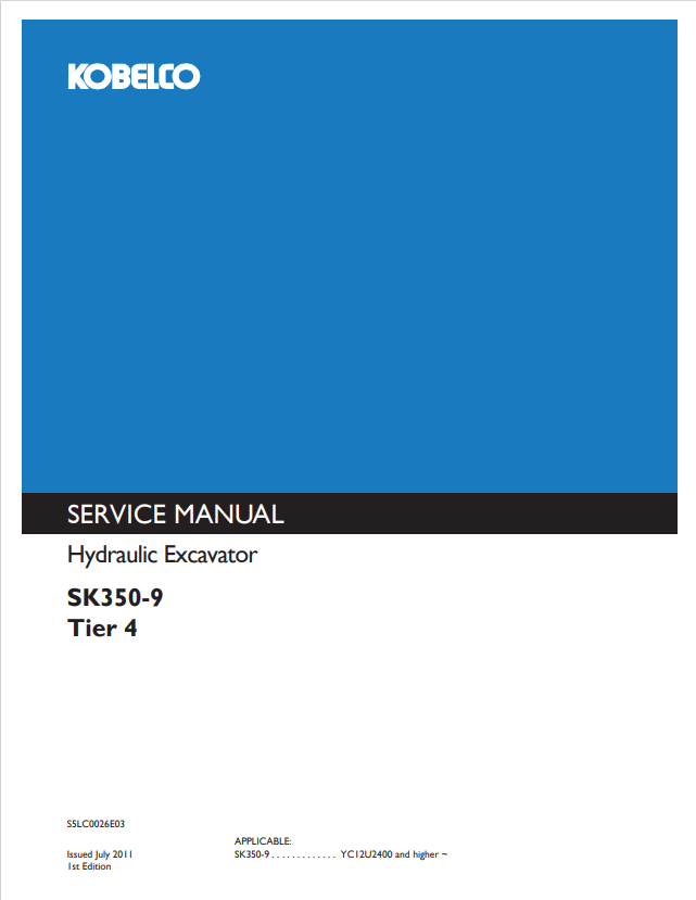 KOBELCO SK350-9 HYDRAULIC EXCAVATOR SERVICE MANUAL PDF