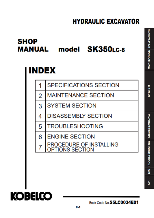 KOBELCO SK350LC-8 HYDRAULIC EXCAVATOR SERVICE MANUAL PDF