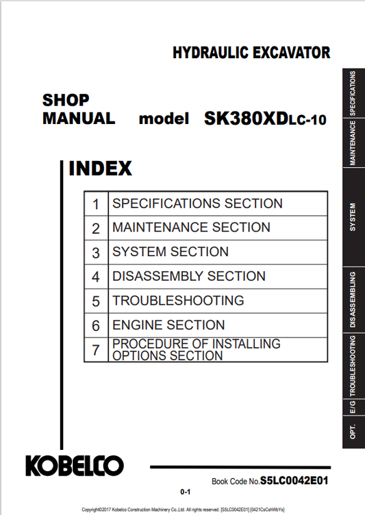 KOBELCO SK380XDLC-10 HYDRAULIC EXCAVATOR SHOP MANUAL PDF
