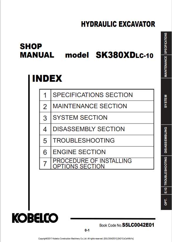 KOBELCO SK380XDLC-10 HYDRAULIC EXCAVATOR SERVICE MANUAL PDF