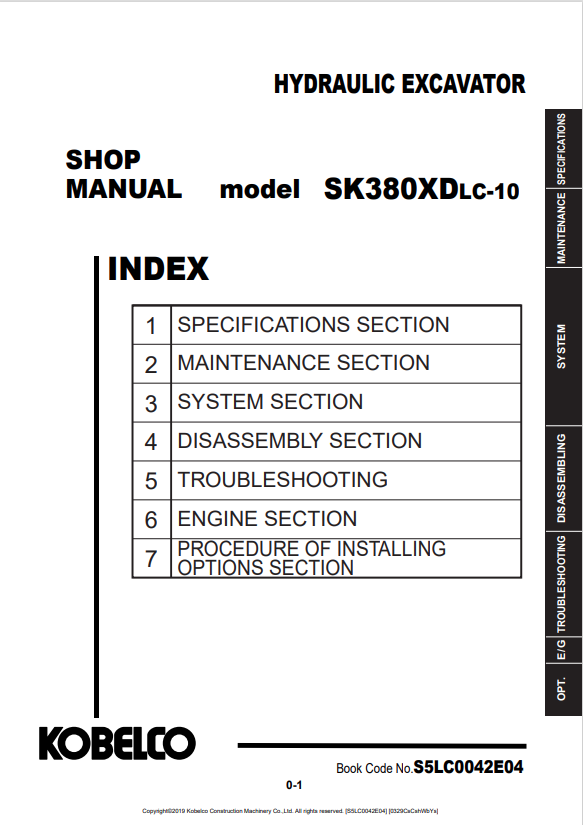 KOBELCO SK380XDLC-10 HYDRAULIC EXCAVATOR SHOP MANUAL PDF