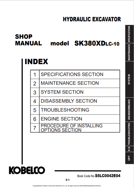 KOBELCO SK380XDLC-10 HYDRAULIC EXCAVATOR SHOP MANUAL PDF
