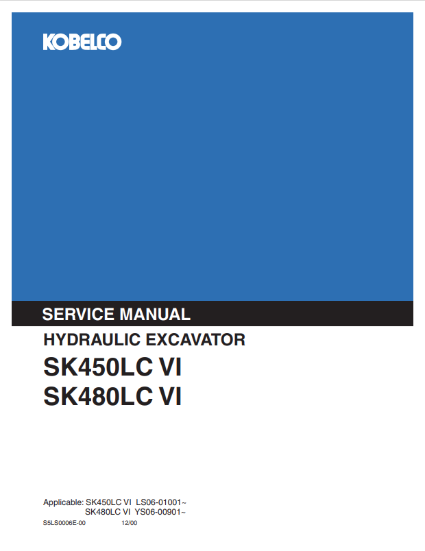 KOBELCO SK450LC VI, SK480LC VI HYDRAULIC EXCAVATOR SERVICE MANUAL PDF