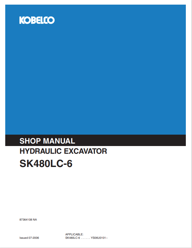 KOBELCO SK480LC-6 HYDRAULIC EXCAVATOR SERVICE MANUAL PDF