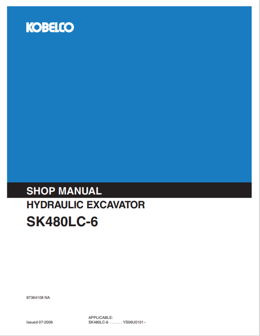KOBELCO SK480LC-6 HYDRAULIC EXCAVATOR SERVICE MANUAL PDF