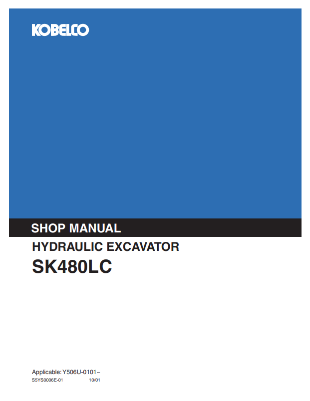 KOBELCO SK480LC HYDRAULIC EXCAVATOR SHOP MANUAL PDF