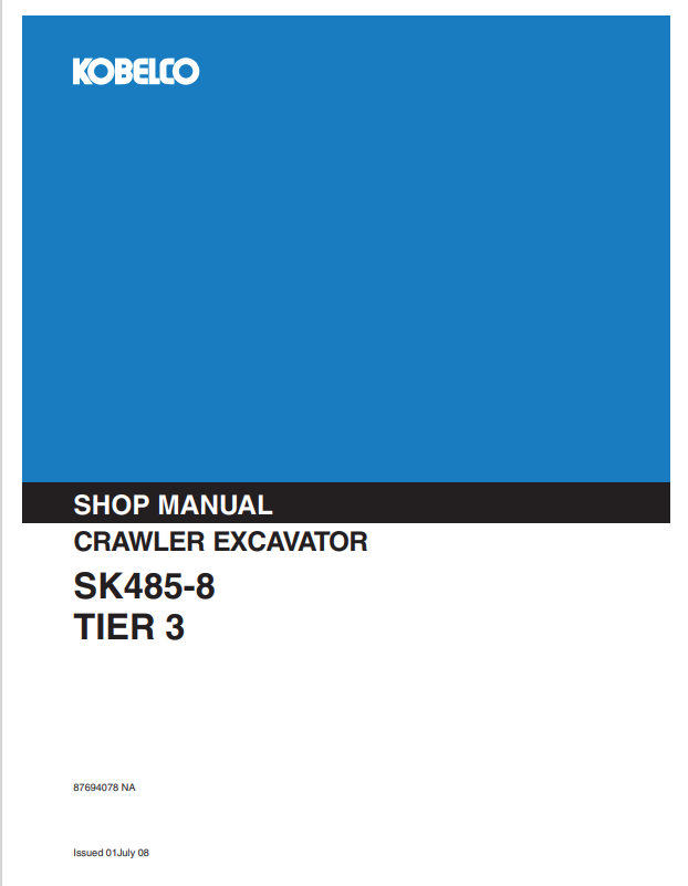 KOBELCO SK485-8 TIER 3 CRAWLER EXCAVATOR SHOP MANUAL PDF