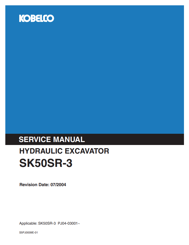 KOBELCO SK50SR-3 HYDRAULIC EXCAVATOR SERVICE MANUAL PDF