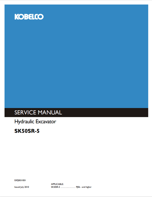 KOBELCO SK50SR-5 HYDRAULIC EXCAVATOR SHOP MANUAL PDF