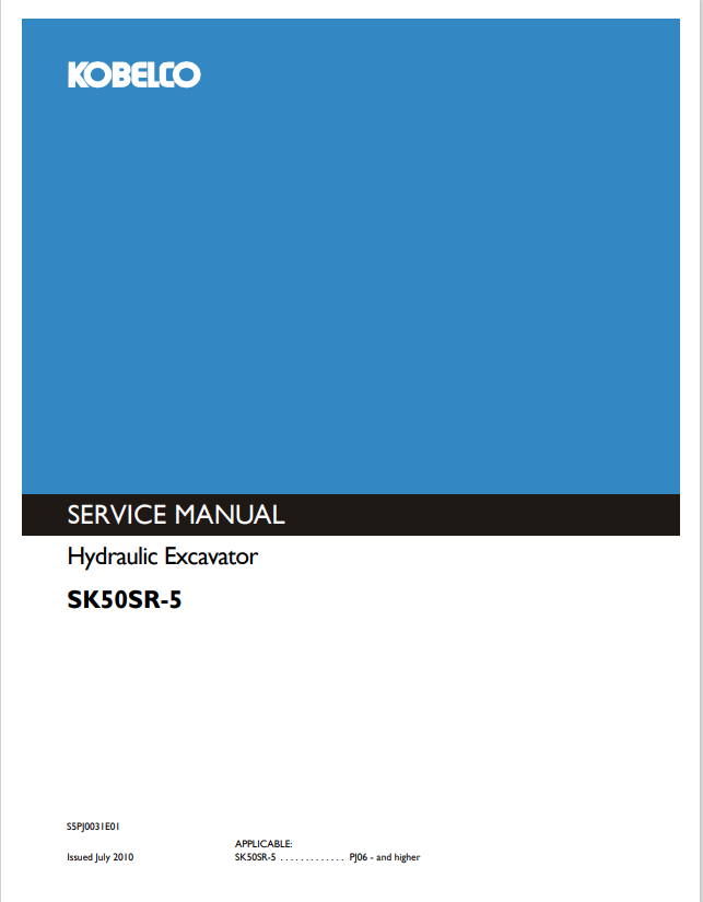 KOBELCO SK50SR-5 HYDRAULIC EXCAVATOR SERVICE MANUAL PDF