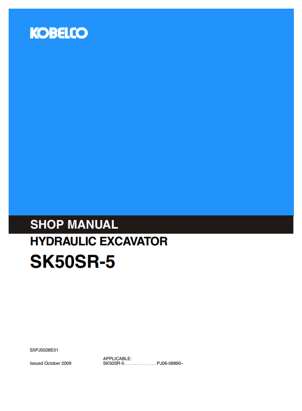 KOBELCO SK50SR-5 HYDRAULIC EXCAVATOR SHOP MANUAL PDF
