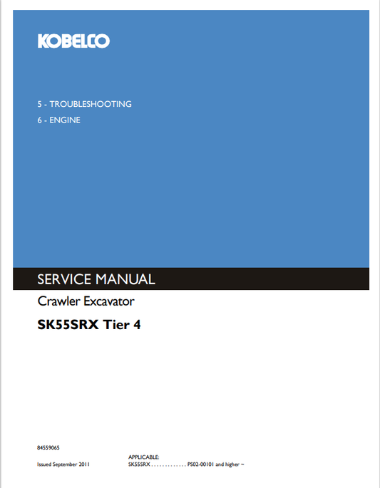 KOBELCO SK55SRX TIER 4 CRAWLER EXCAVATOR SERVICE MANUAL PDF
