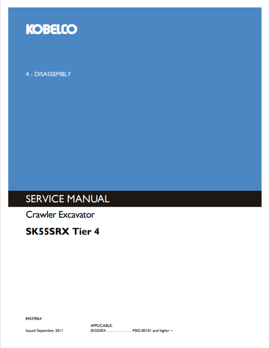 KOBELCO SK55SRX TIER 4 CRAWLER EXCAVATOR SERVICE MANUAL PDF
