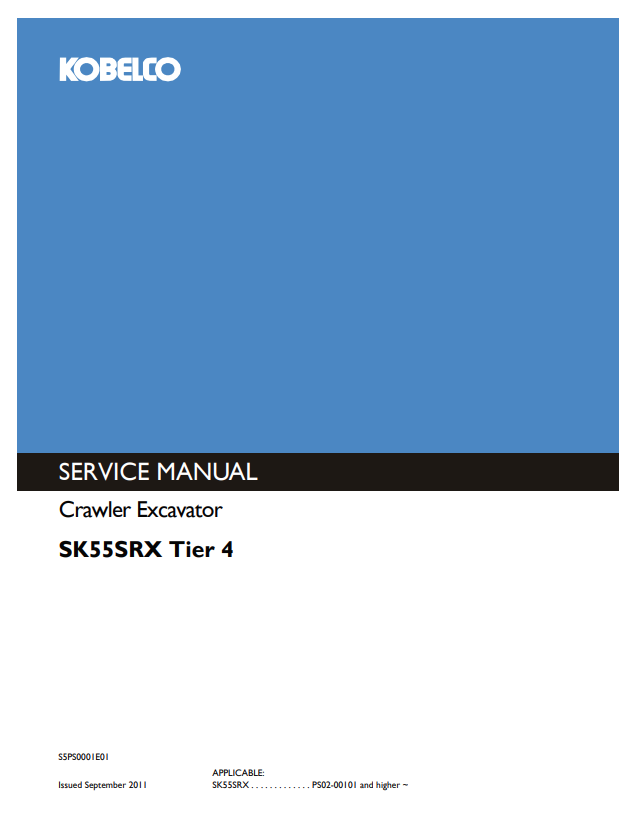 KOBELCO SK55SRX TIER 4 CRAWLER EXCAVATOR SERVICE MANUAL PDF
