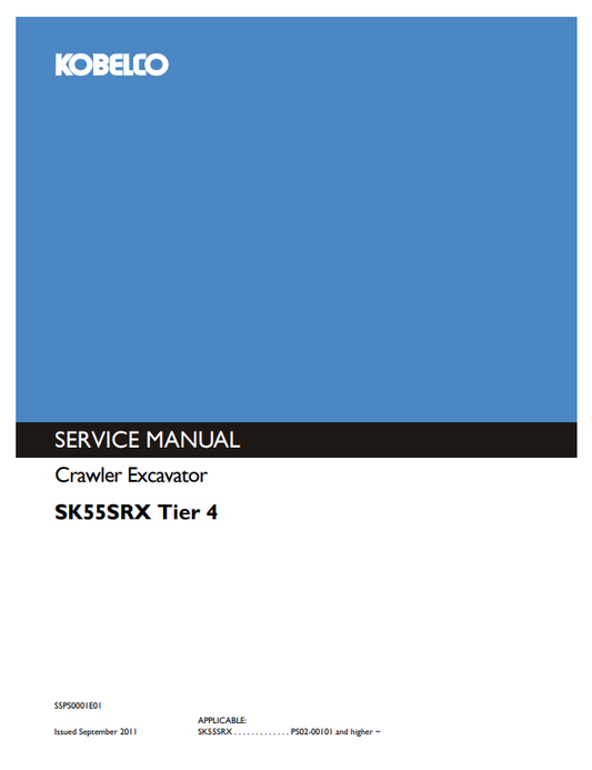 KOBELCO SK55SRX TIER 4 CRAWLER EXCAVATOR SERVICE MANUAL PDF