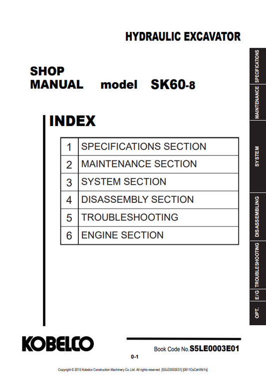 KOBELCO SK60-8 HYDRAULIC EXCAVATOR SHOP MANUAL PDF