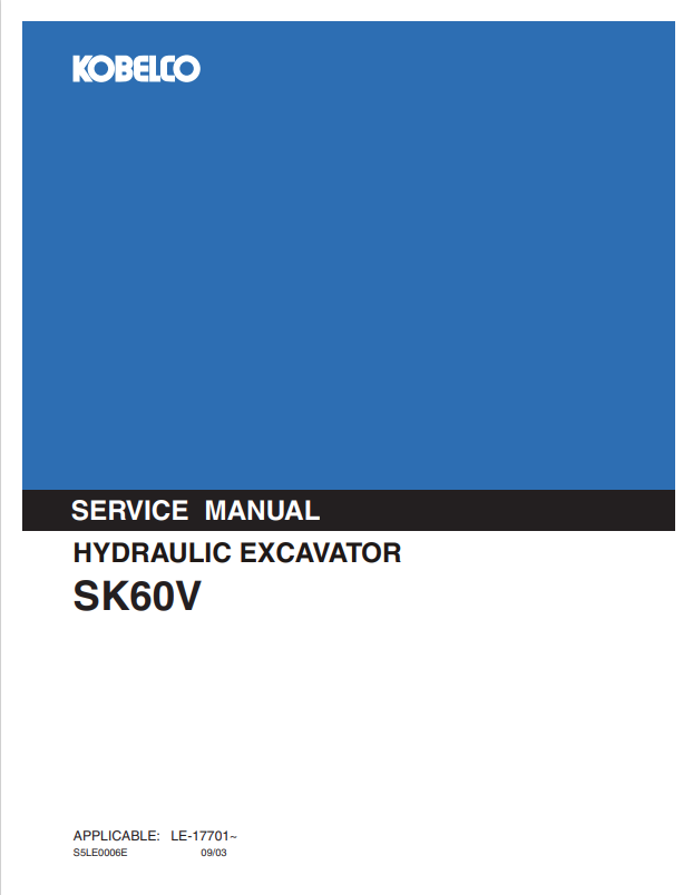 KOBELCO SK60V HYDRAULIC EXCAVATOR SERVICE MANUAL PDF