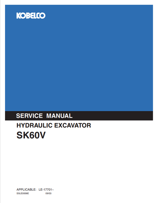 KOBELCO SK60V HYDRAULIC EXCAVATOR SERVICE MANUAL PDF