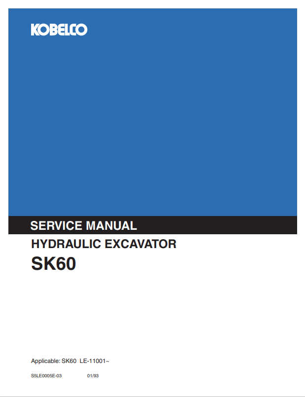 KOBELCO SK60 HYDRAULIC EXCAVATOR SERVICE MANUAL PDF