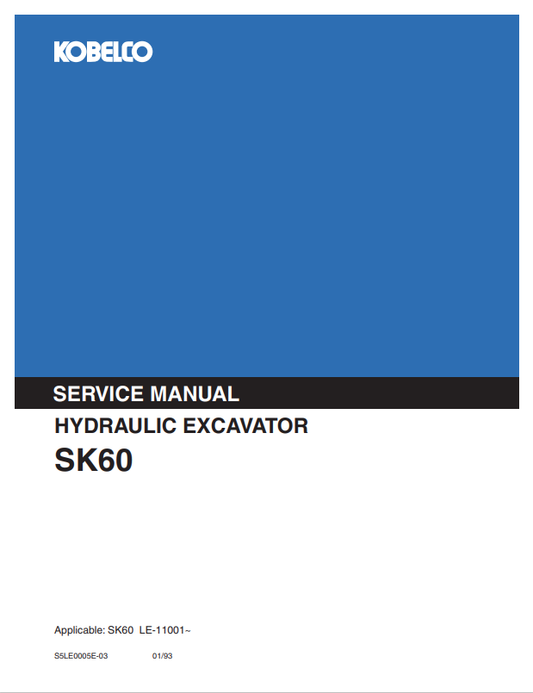 KOBELCO SK60 HYDRAULIC EXCAVATOR SERVICE MANUAL PDF