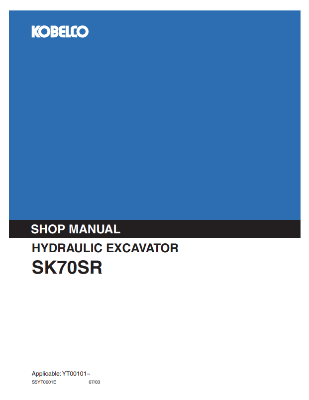 KOBELCO SK70SR HYDRAULIC EXCAVATOR SHOP MANUAL PDF